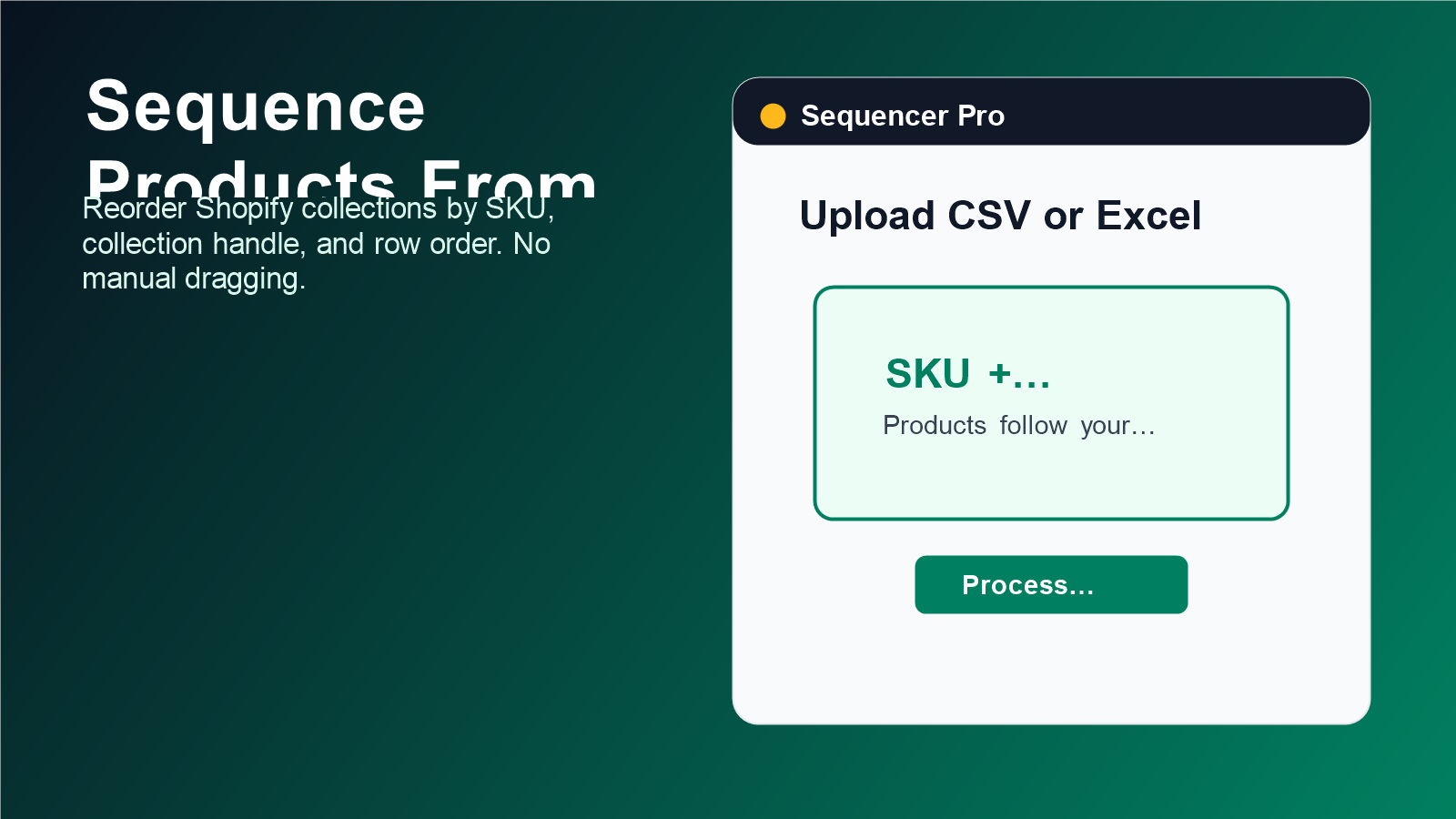 Sequencer Pro bulk product sequencing dashboard